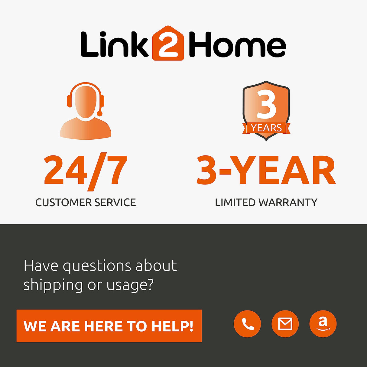 Link2Home Cord Reel 80 ft. Extension Cord 4 Power Outlets – 14 AWG SJTW Cable. Heavy Duty High Visibility Power Cord. Link2Home