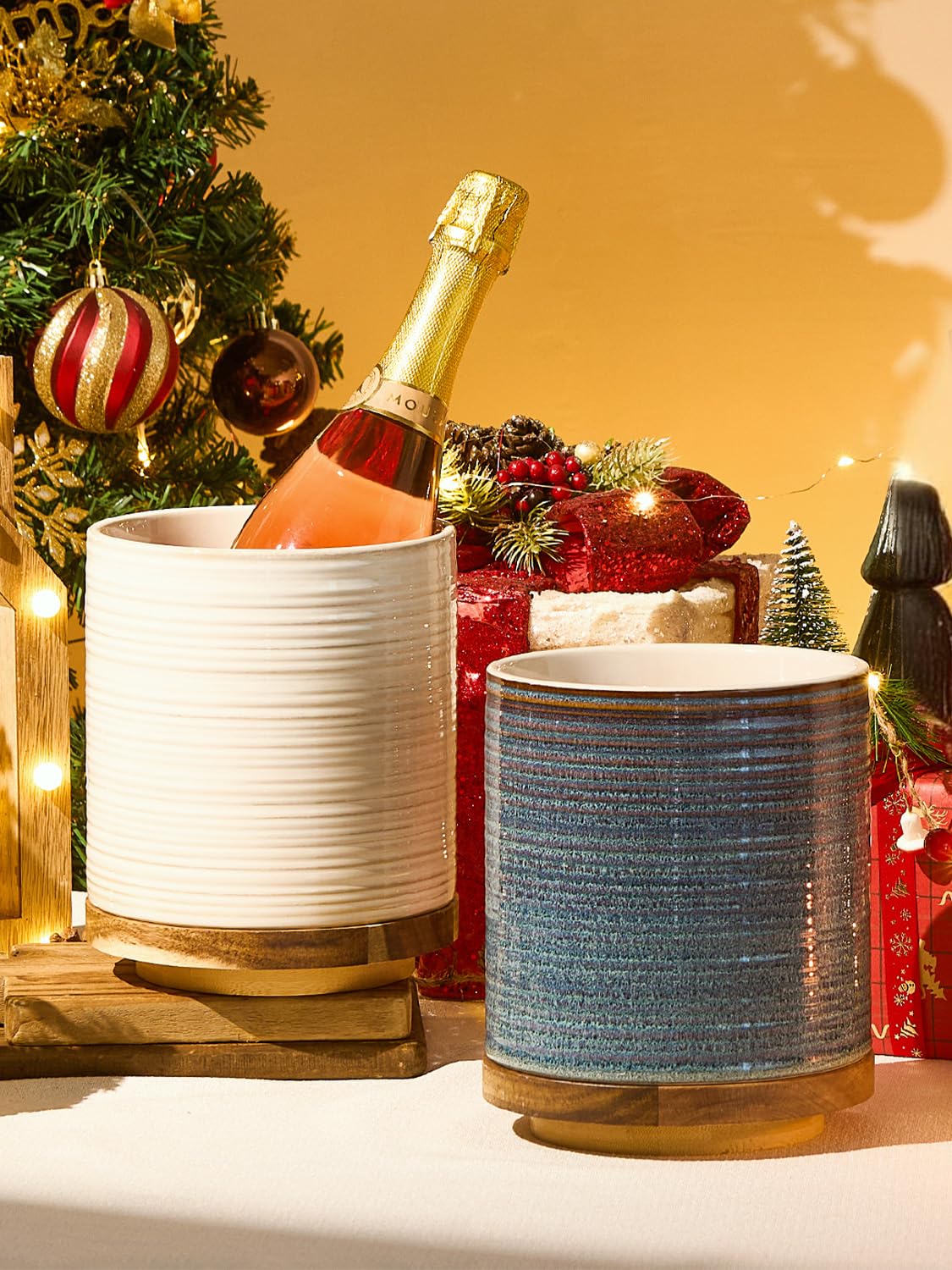 DOWAN Utensil Holder, 360° Rotating Extra Large Cooking Utensil Holder, 7.6" Kitchen Utensil Holder for Countertop, Utensil Crock for Farmhouse Kitchen Decor, Ceramic Stable Utensil Caddy, White DOWAN