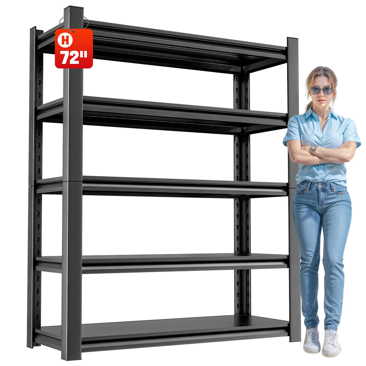 OLLRRACT Storage Shelves Garage Shelving Heavy Duty - 72''H Garage Shelves Adjustable 5 Tier Metal Shelving Unit Storage Rack Industrial Shelving Utility Shelf for Garage 16" D x36 W x72 H OLLRRACT