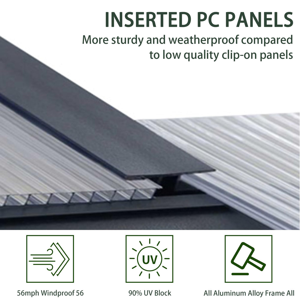 Polycarbonate Greenhouses, 8x20 FT Green Houses for Outside with 4 Adjustable Roof Vents, Walk-in Aluminum Frame Greenhouse with Sliding Doors for Backyard Garden (8x20FT) Pipleo