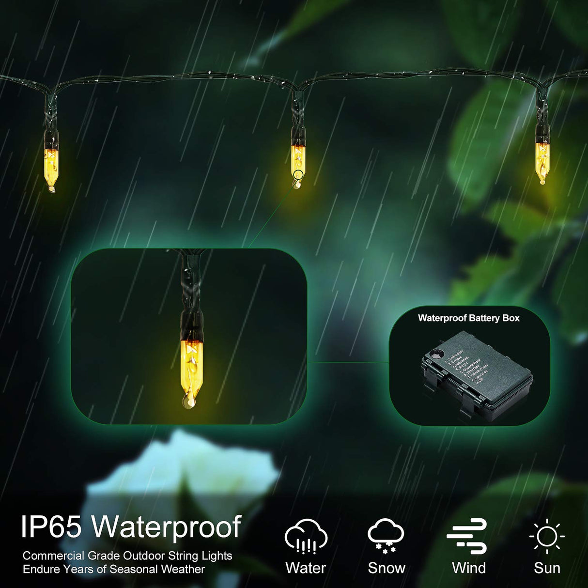 LOENDE 18ft 50 LED Battery Operated Christmas Lights, 8 Modes with Timer - Waterproof for Indoor & Outdoor Decor LOENDE