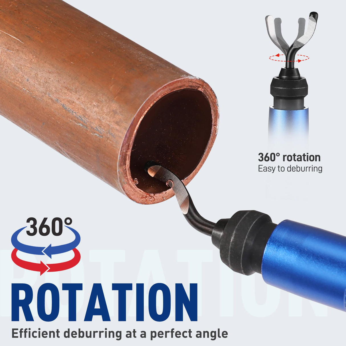 WORKPRO Deburring Tool with 11 Extra High Speed Steel Swivel Blades - 360 Degree Rotary Head Deburring Tool for Metal, Resin, Aluminum, Copper, Plastic, 3D Printing, Wood WORKPRO