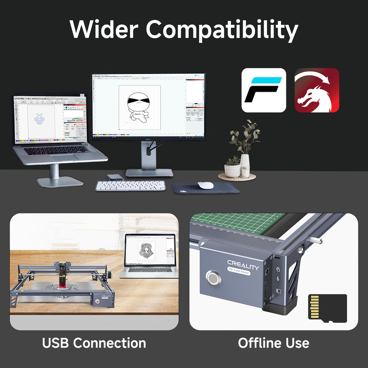 Creality Laser Engraver Falcon 10W,DIY Laser Cutter and Engraving Machine with 0.06mm Light Spot 10000mm/min, Offline Usage CNC 3D Engravers for Wood Metal Acrylic Glass Creality