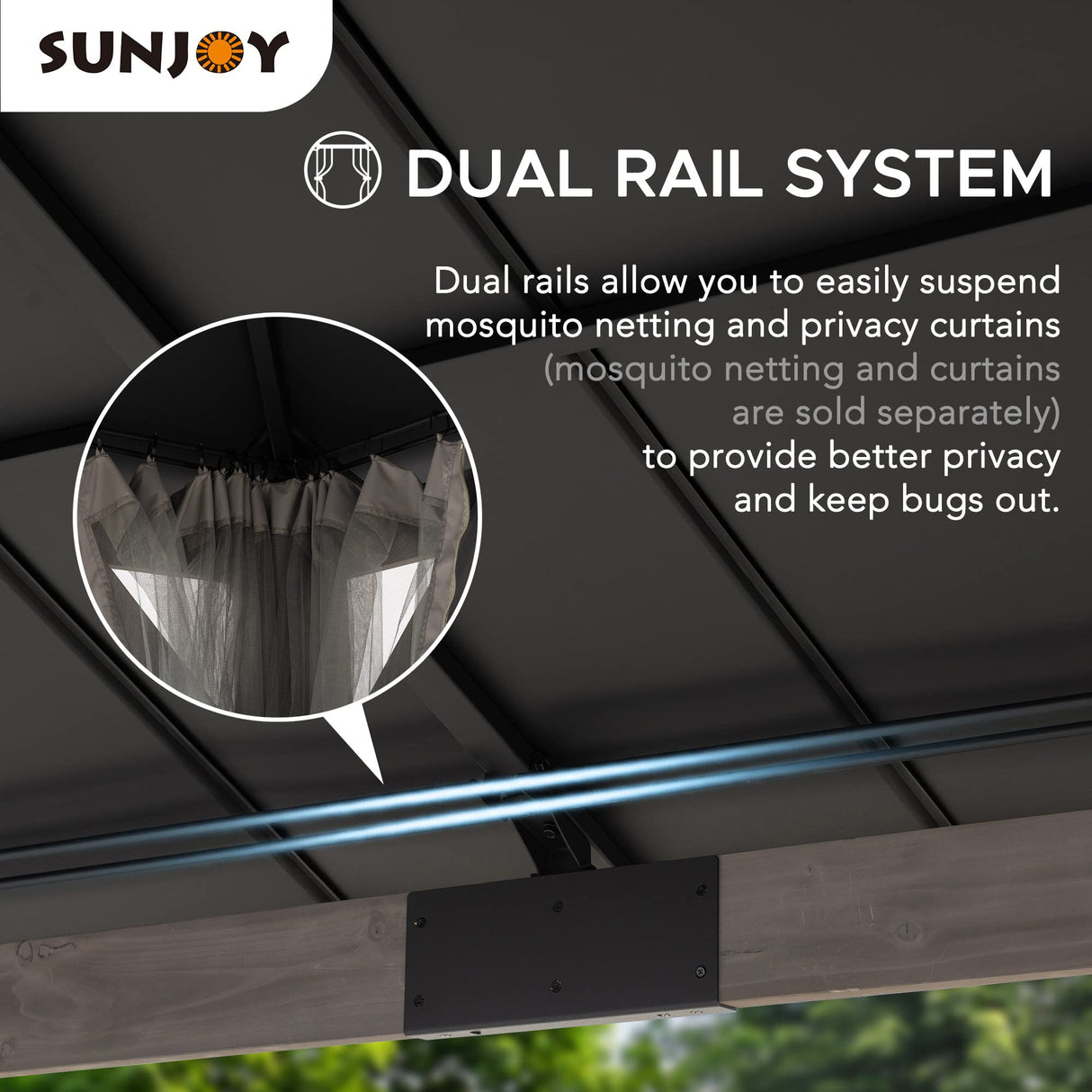 Sunjoy 12 x 16 ft. Wood Gazebo, Outdoor Patio Hardtop Gazebo, Standard Cedar Framed Wooden Gazebo with 2-Tier Metal Roof, Suitable for Patios, Lawn and Backyard, Matte Black Roof + Gray Wood Frame Sunjoy