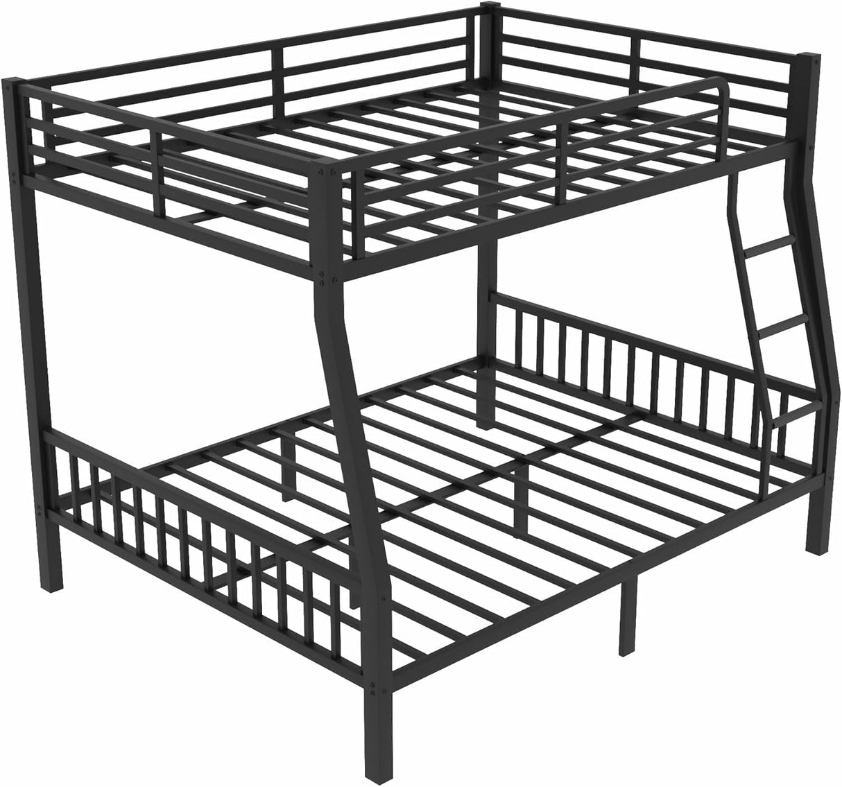 Full XL Over Queen Bunk Beds for Kids Teens Adults, Heavy-Duty Metal Bunk Bed Full Over Queen with Ladder and Slats Support for Boys Girls,Space-Saving,Noise Reduced,Black MoproBeti