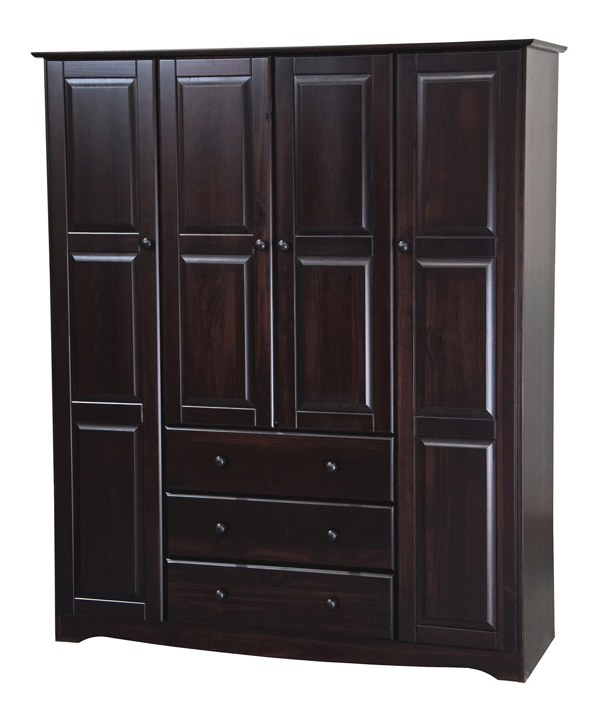 Palace Imports 100% Solid Wood Family Wardrobe Closet Armoire, Java, 3 Clothing Rods Included, 60.25" w x 72" h x 20.75" d, Renewable Eco-Friendly Wood, Made in Brazil Palace Imports