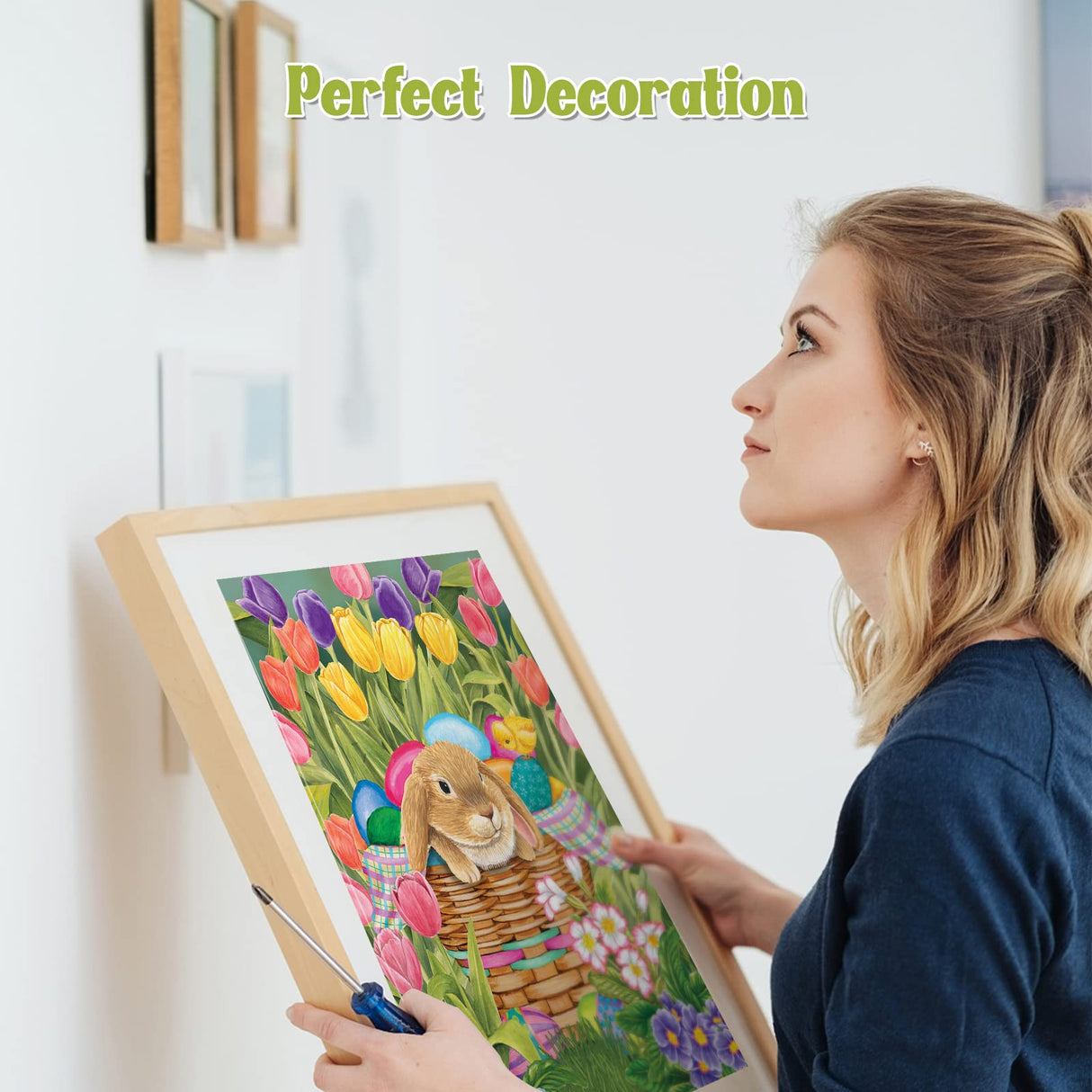 NAIMOER Easter Bunny Diamond Art Kits for Adults - Full Drill Flowers Diamonds Art Kits, DIY 5D Diamonds Art Spring Tulips Diamond Art Kits Craft for Home Wall Decor 30x40cm NAIMOER