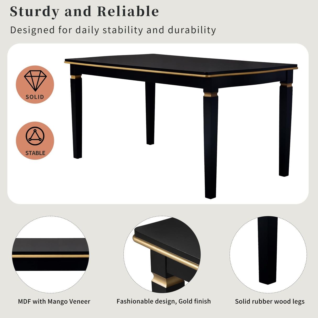 Merax 6-Piece Wood Dining Table Set, Rectangular with 4 High-Back Tufted Chairs+1 Bench Elegant Soft and Comfortable for Kitchen Room Home Apartment, Black Merax