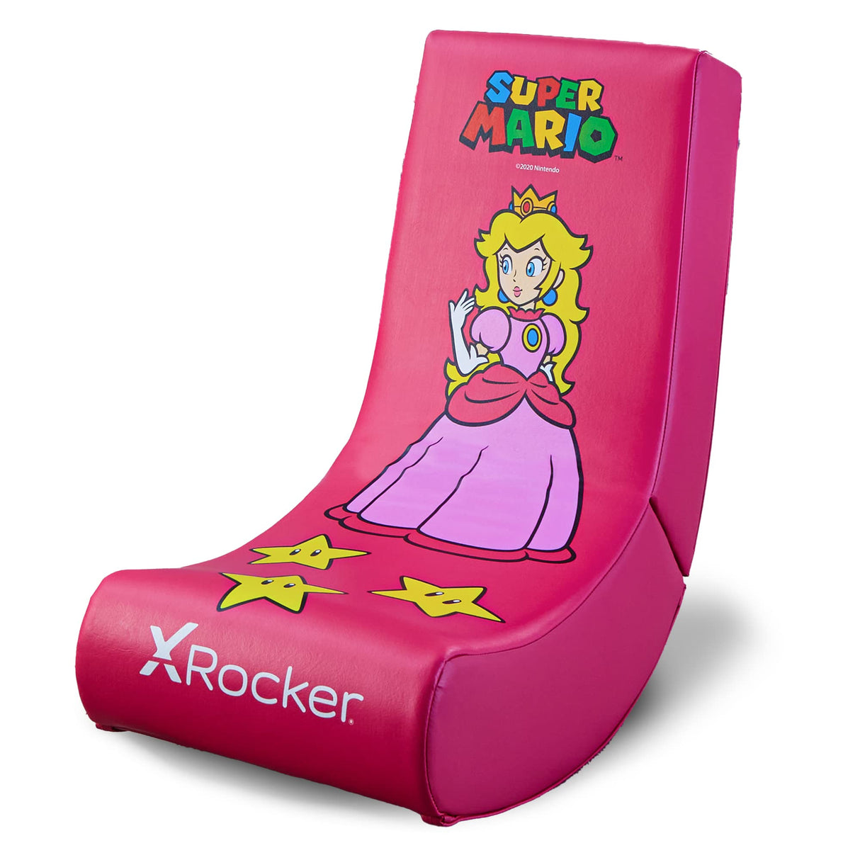 X Rocker Super Mario Peach Video Gaming Floor Chair, Official All-Star Edition Nintendo Collectible, Faux Leather, Foldable, 5000201, 33.46" x 16.14" x 25.59", Princess Peach Pink X Rocker