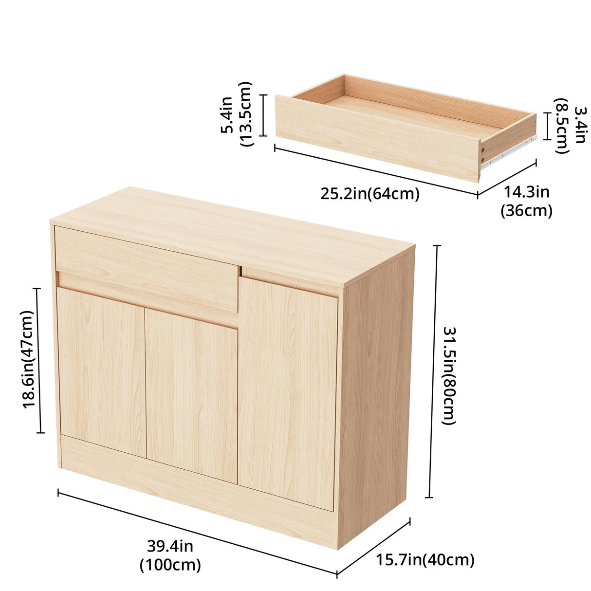 Housoul Shoe Cabinet Storage with 3 Doors, Freestanding Shoe Cabinet with Drawer & Adjustable Shelves, Wooden Shoe Organizer for Entryway, Hallway, Oak Housoul