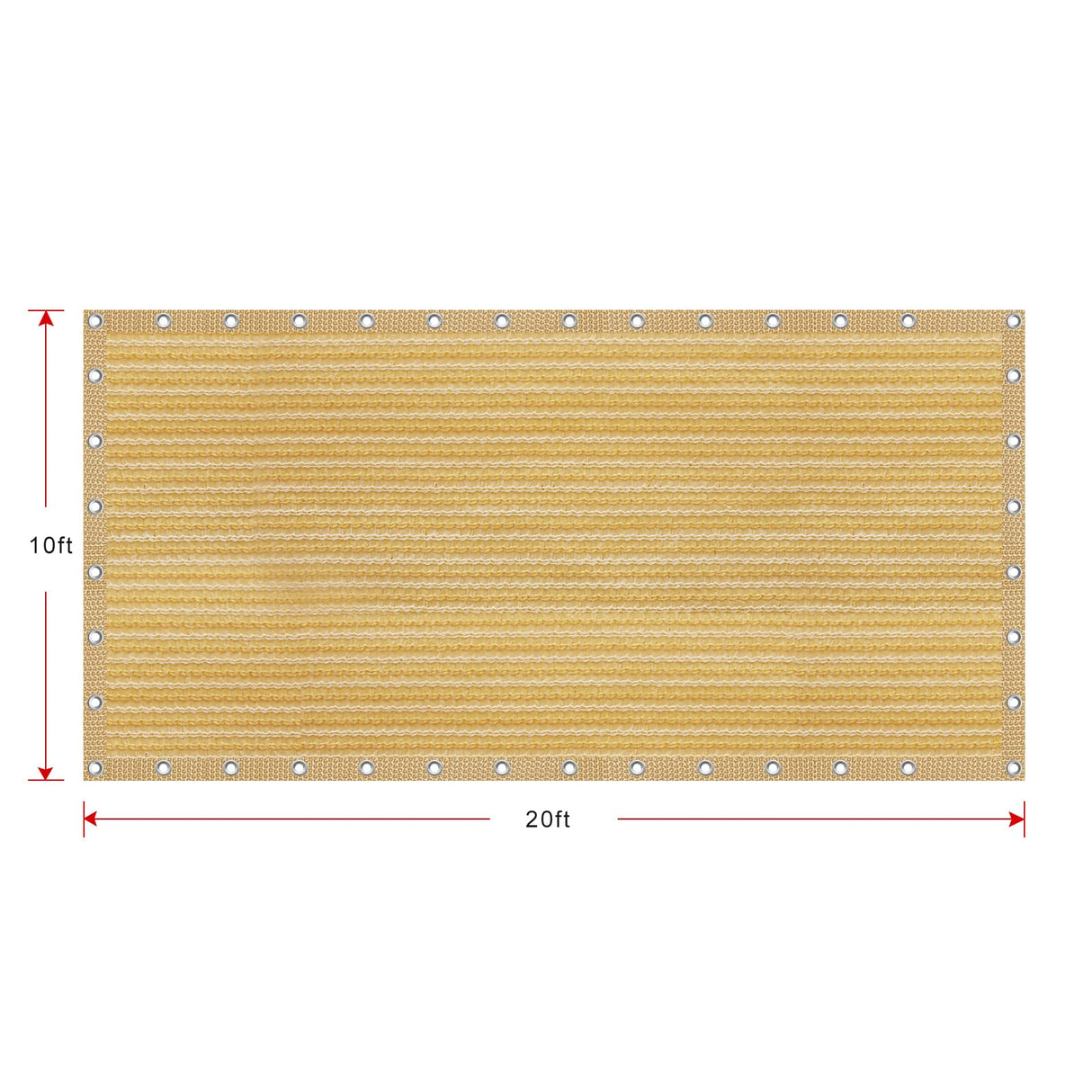 Shatex 90% Sun Shades for Patios 10x 20ft Shade Fabric Sun Shade Cloth Taped Edge with Grommets Sun-Block Mesh Shade for Pergola Cover Canopy Wheat, 12 Bungee Balls Shatex