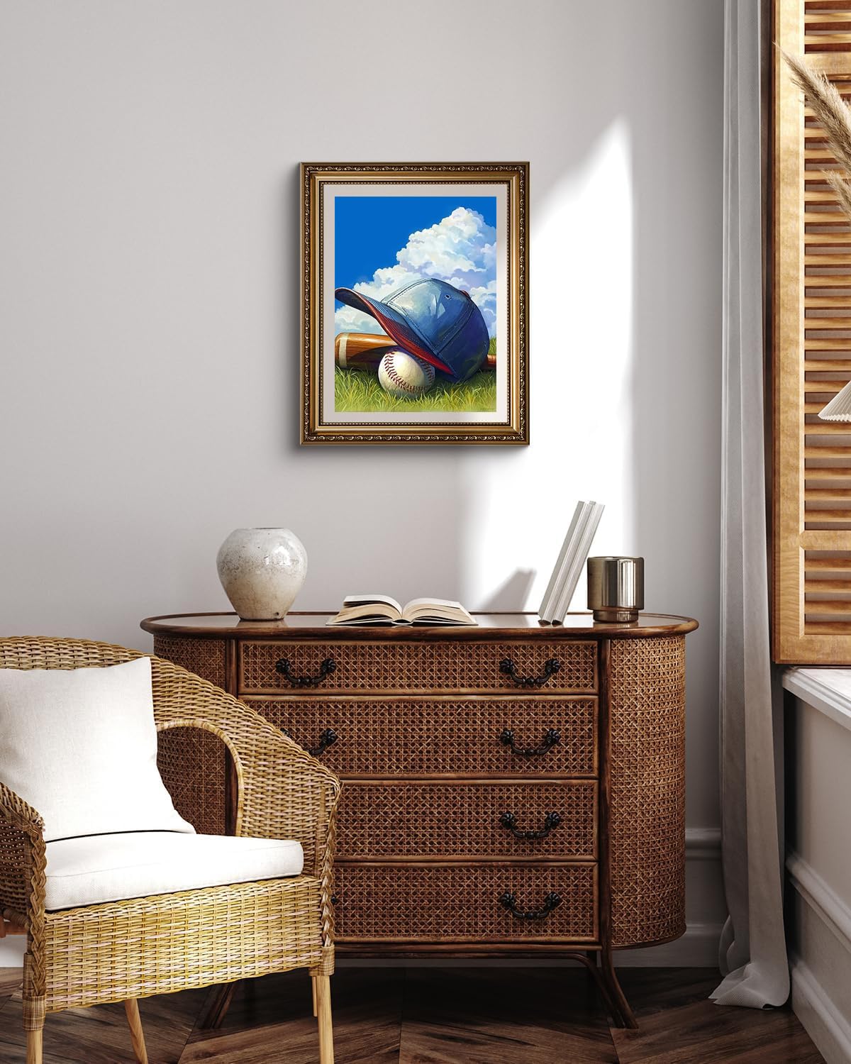 YEEIFFD Baseball Cap Diamond Art Painting Kits for Adult, Ball Sports 5D Diamond Art for Adults, Round Drill Painting by Diamonds Art and Crafts for Home Wall Decor Gift 12x16 Inch YEEIFFD