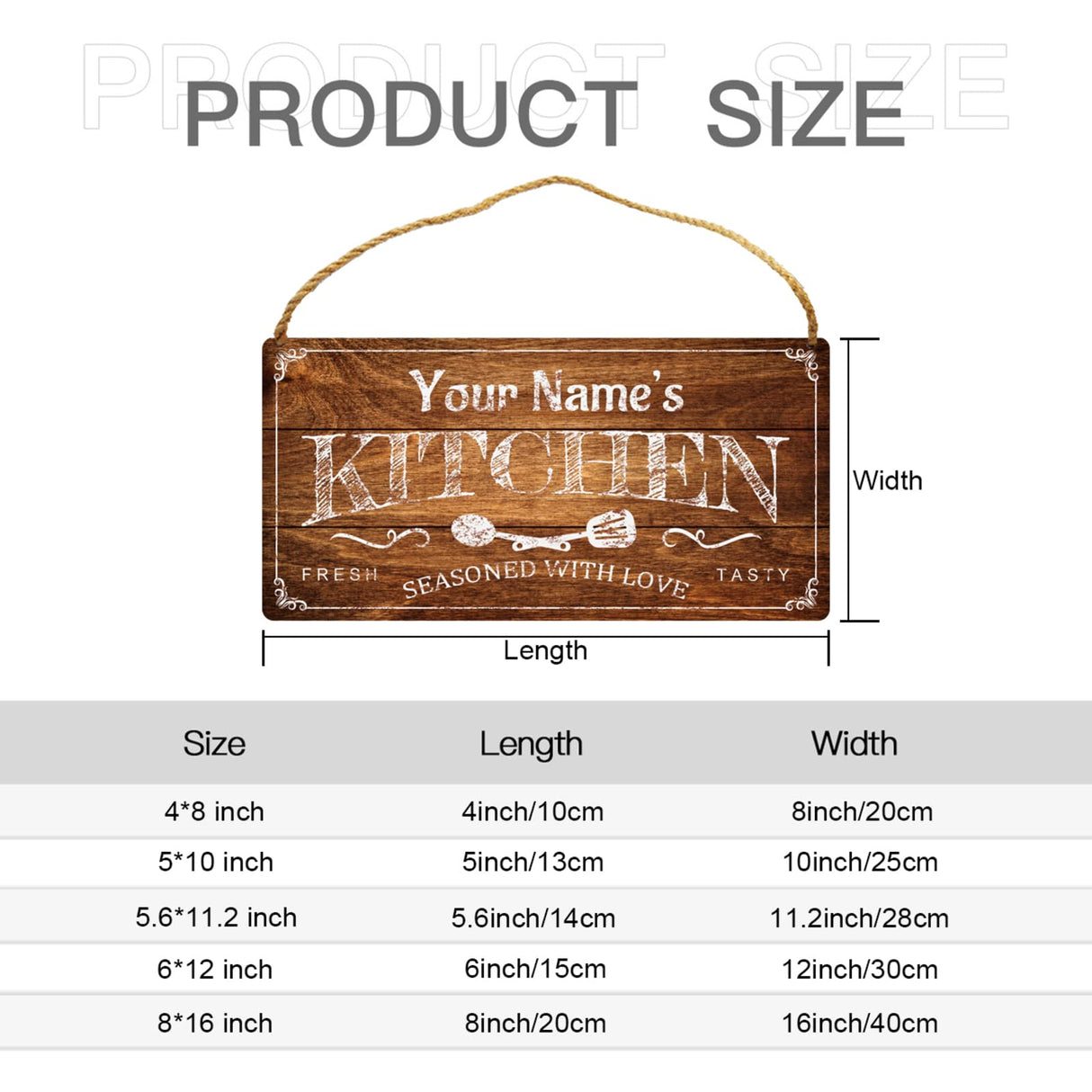 Personalized Kitchen Sign Rustic Farmhouse Home Wall Art Décor Custom Any Name Wooden Plaque Housewarming Gift Ideas For Mother & Women QLaZo