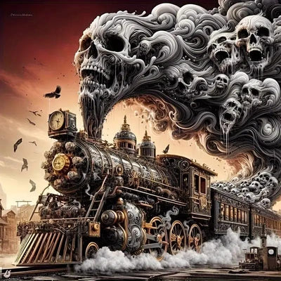 GXGLLPZBY Diamond Art Kits for Adults, Steam Strain Diamond Painting Kits for Beginners, 5D DIY Skull Paint by Diamond,Full Round Drill Diamond Dot Gem Art Home Wall Decor 13.78x13.78in