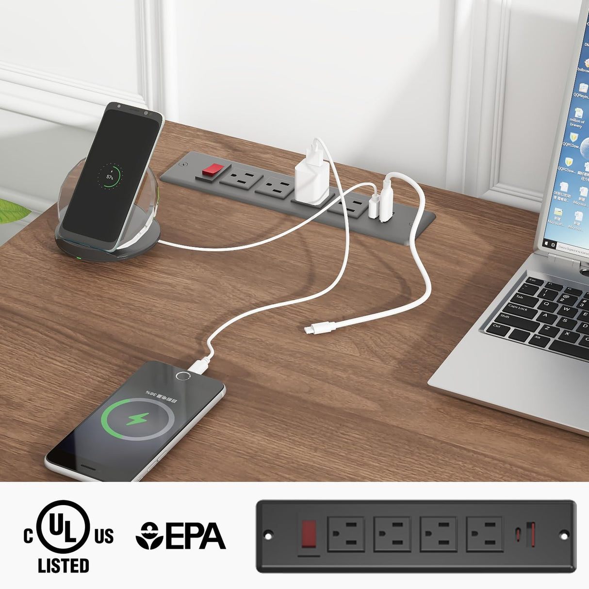 Befrases Farmhouse 47" Executive Desk, Computer Desk with Drawers and Storage Cabinet, Workstation Computer Desk for Home Office and Study.(Unique White) Befrases