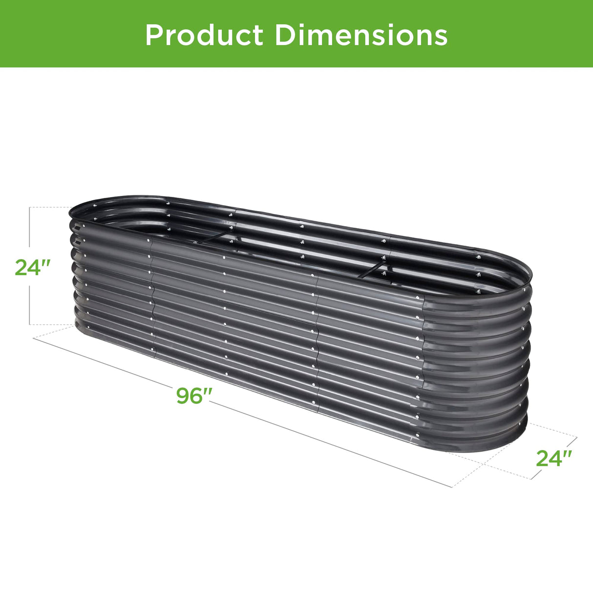 Best Choice Products 8x2x2ft Metal Raised Garden Bed, Oval Outdoor Deep Root Planter Box for Vegetables, Herbs w/ 4 Support Bars, 215 Gal Capacity - Charcoal Best Choice Products