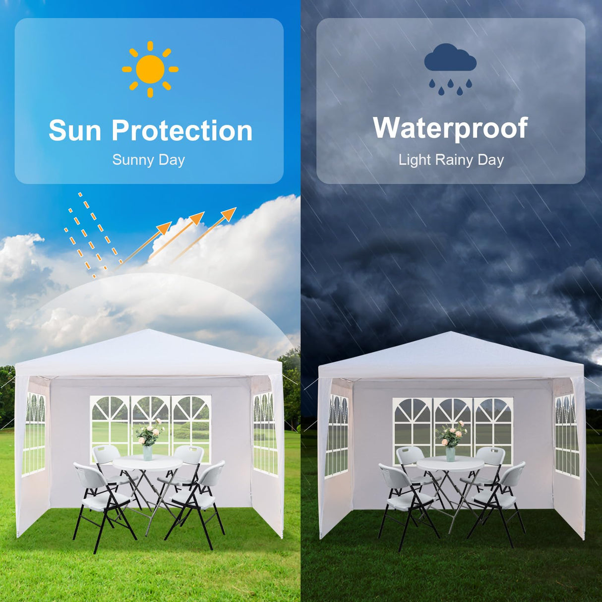 GODECOR 10'x10' Outdoor Canopy Party Tent, Outdoor Event Shelter, Gazebo Canopy with Removable Window Walls for Wedding Celebration Graduation Birthday GODECOR