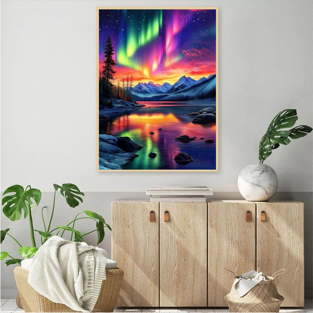 YarnWhimsy Aurora Diamond Art Kits for Adults,Landscape Diamond Painting Kits for Adults Beginners,Mountain 5D Diamond Painting with Round Gem Art Kits for Gift Home Wall Decor 12x16 Inch YarnWhimsy