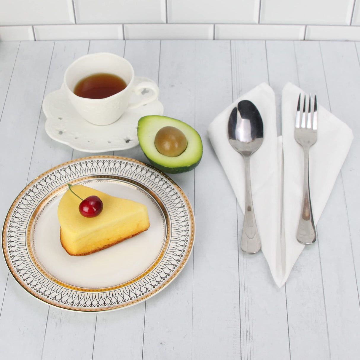 INFEI Solid Color Cotton Linen Blended Thin Dinner Cloth Napkins - Set of 12 (40 x 40 cm) - for Events & Home Use (White) INFEI