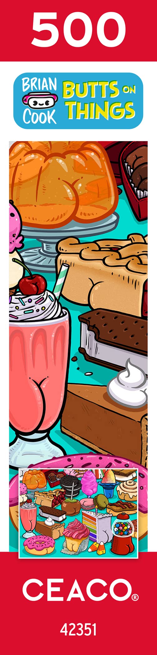 Ceaco - Brian Cook - Butts on Things - Sweet Cheeks - 500 Piece Jigsaw Puzzle Ceaco