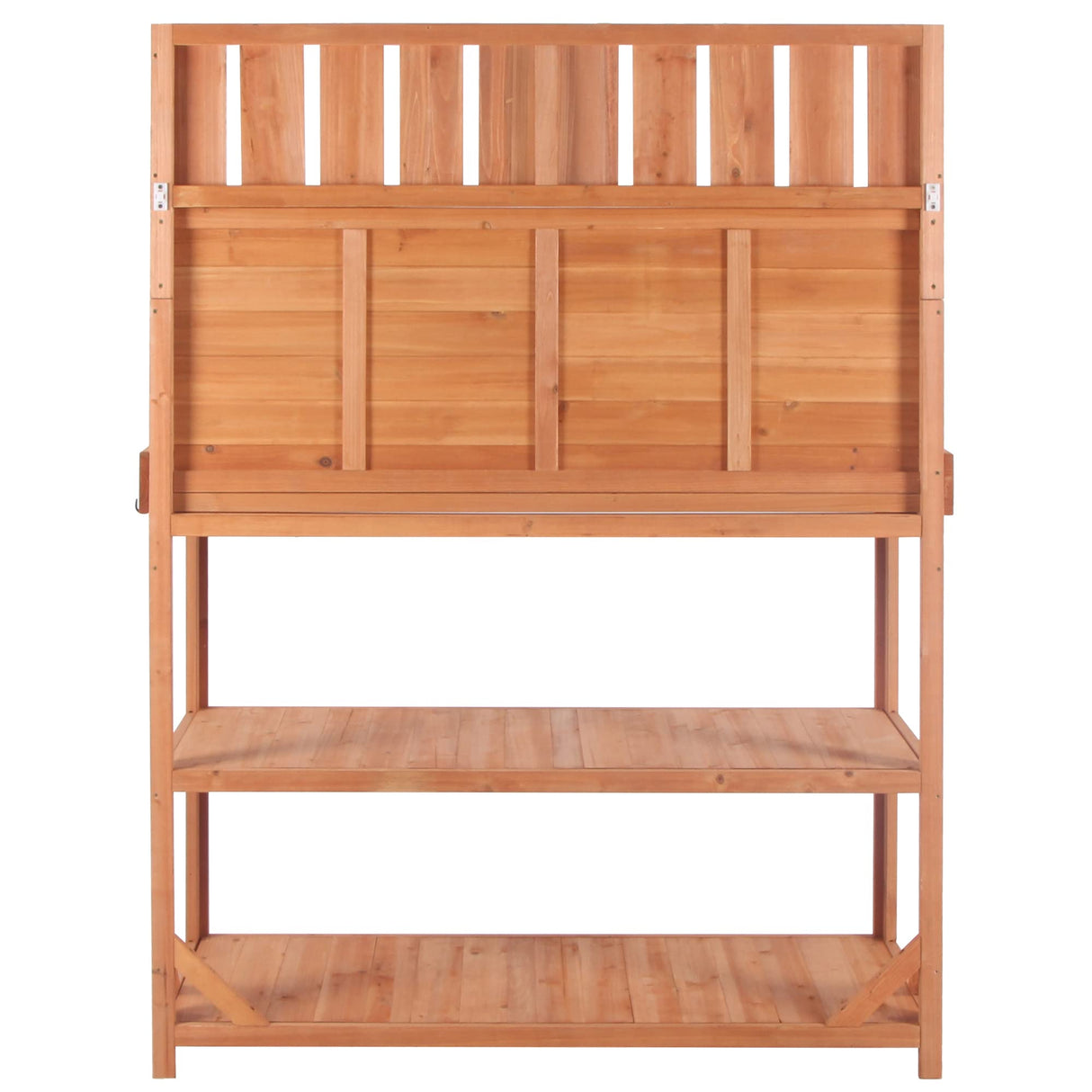 ACQCA 65" Large Outdoor Potting Bench Table,Wooden Patio Workstation with 4 Storage Shelves and Side Hook for Garden,Greenhouse,Backyard,Natural ACQCA