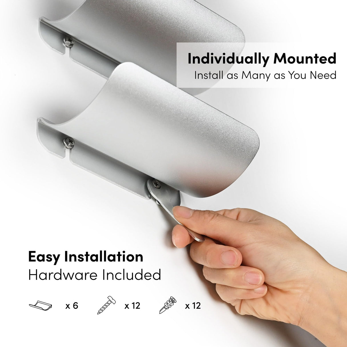 xympo Wall Mounted Wine Rack Set – 6-Piece Aluminum Bottle Holders with Non-Slip Cork Pads for Secure Storage xympo