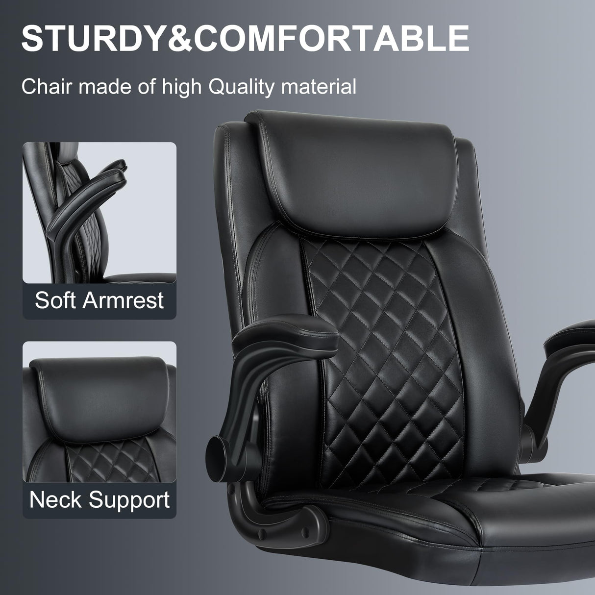 Misolant Drafting Chair, Tall Office Chair for Standing Desk, Standing Desk Chair with Adjustable Height and Flip-up Arm, Leather Drafting Chair, High Office Chair for Counter Height Desk Misolant