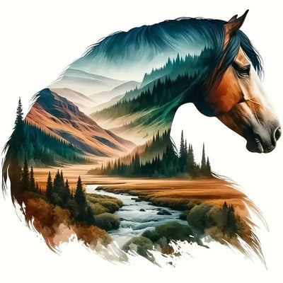 MOMDEDP Horse Diamond Art Painting Kits for Adults, Round Full Drill Mountain Road Diamond Art Kits, 5D DIY Paint with Diamonds Crafts Animal for Home Wall Decoration Gifts 12×12Inch Horse Head