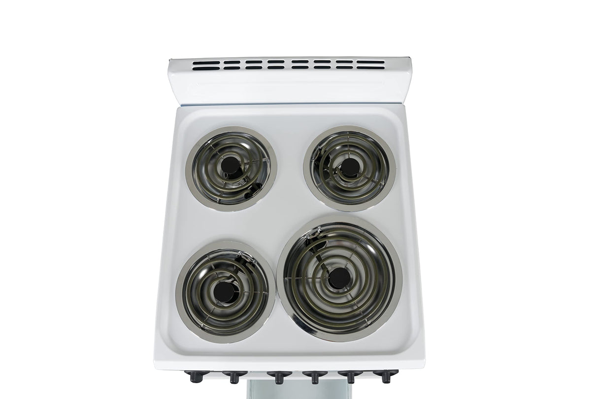 Premium Levella 20" Electric Range with 4 Coil Burners and 2.2 Cu. Ft. Oven Capacity in White PremiumLevella