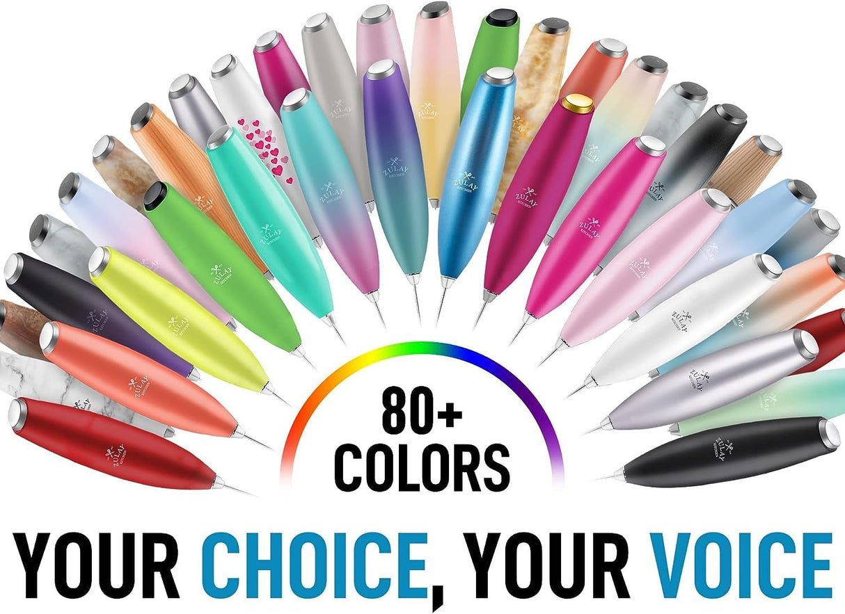 Zulay Powerful Milk Frother for Coffee with Upgraded Titanium Motor - Handheld Frother Electric Whisk, Milk Foamer, Mini Mixer & Coffee Blender Frother for Frappe, Latte, Matcha, No Stand - Silver Zulay Kitchen