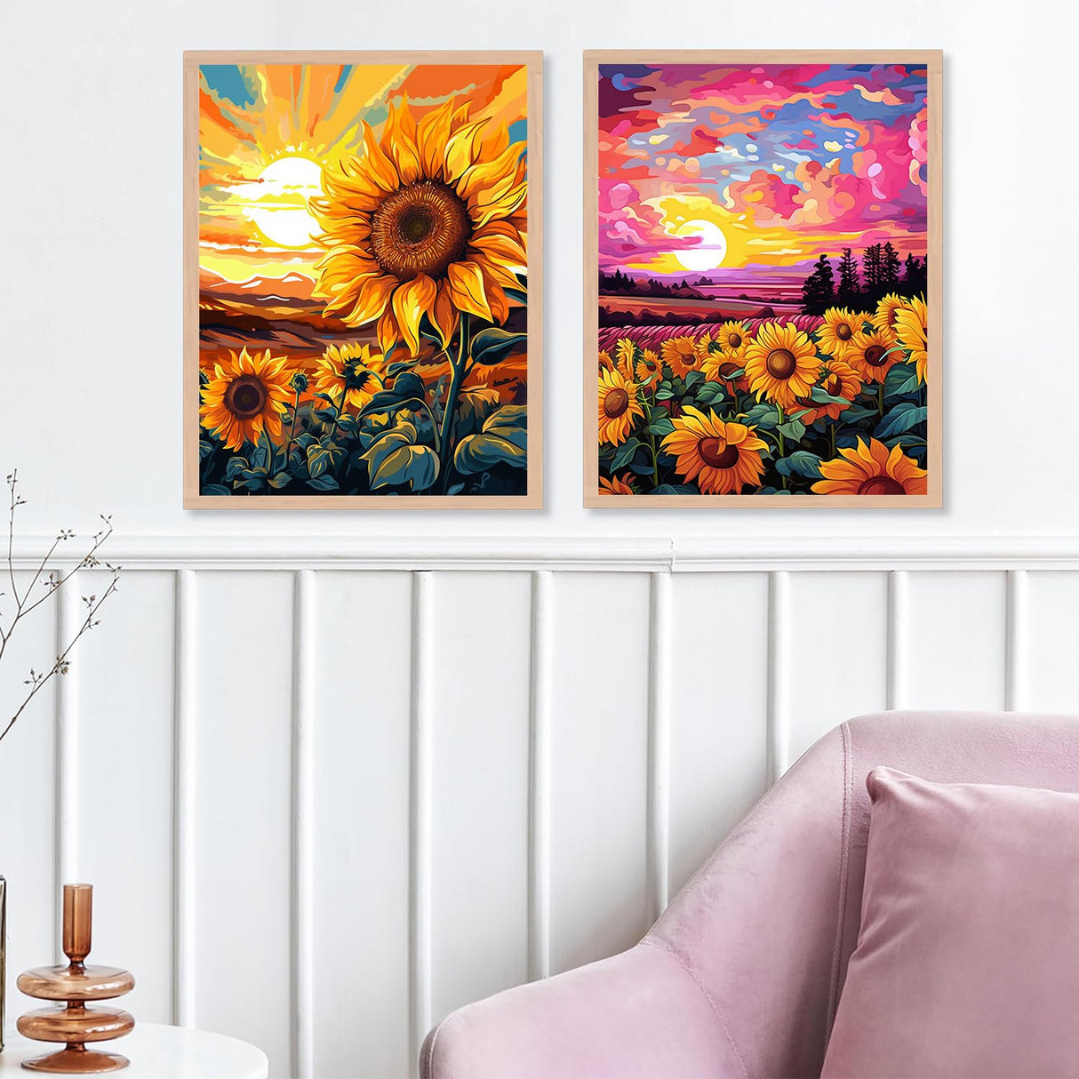 ZXQL 2 Pack Sunflower Paint by Numbers Kit for Adults Beginners, 16" W x 20 L Paint by Numbers for Adults Rolled up Canvas for Painting Home Decor Creative Wall Art with Nice Gift Box ZXQL