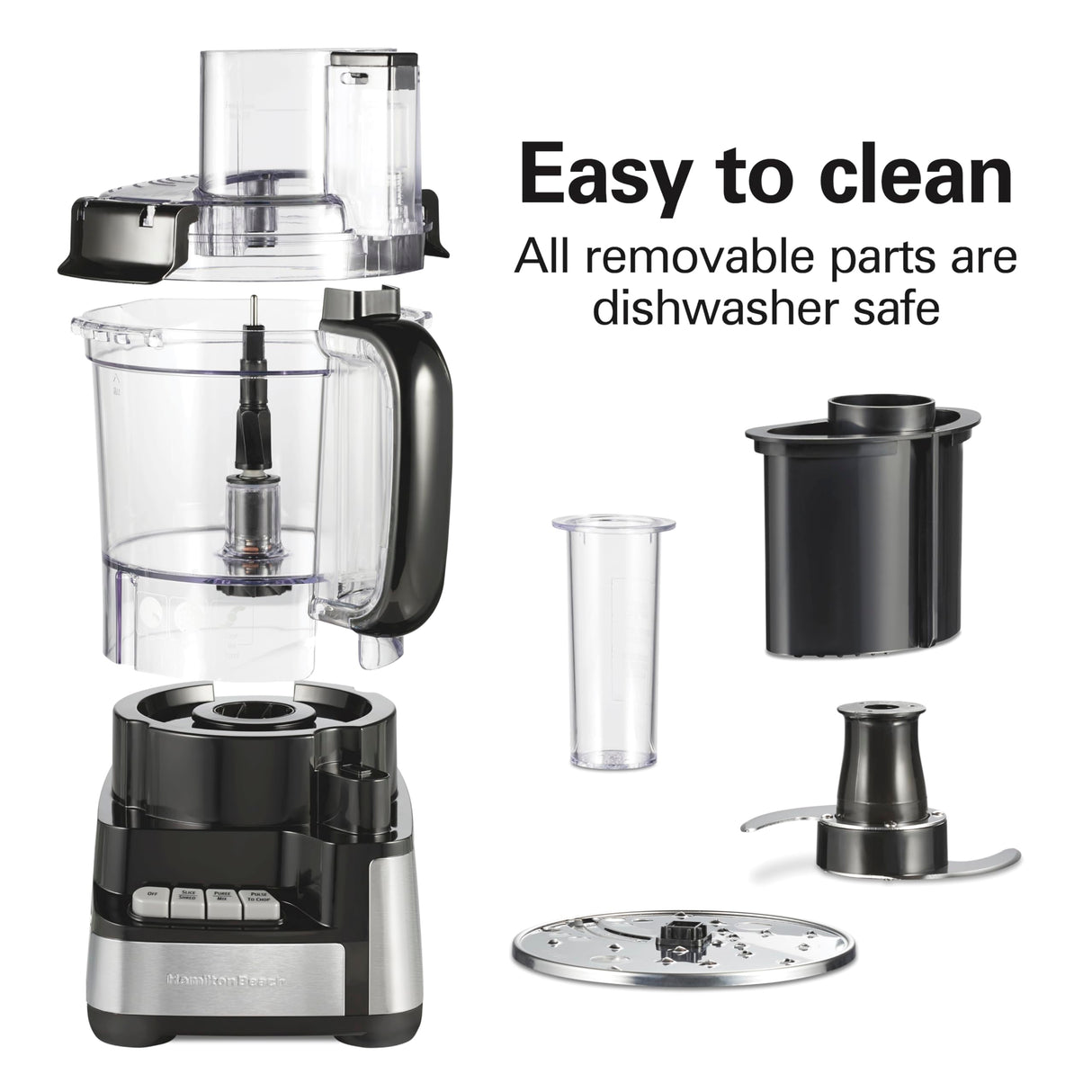 Hamilton Beach Stack & Snap Food Processor and Vegetable Chopper, BPA Free, Stainless Steel Blades, 12 Cup Bowl, 2-Speed 450 Watt Motor, Black (70725A) Hamilton Beach