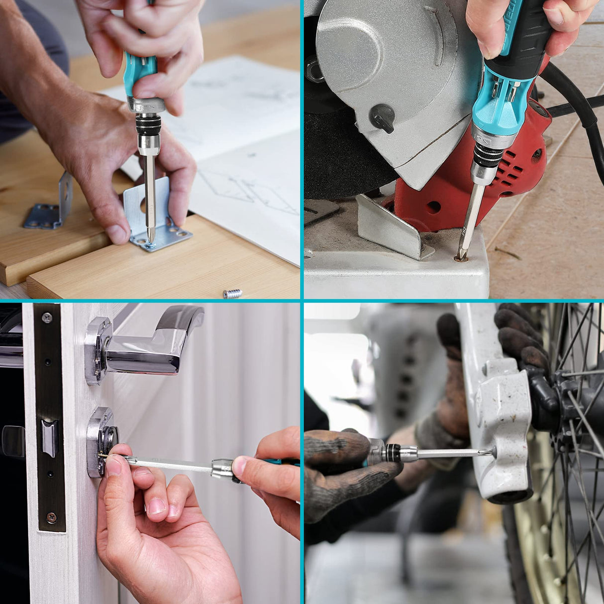 DURATECH Ratcheting Screwdriver, 12-in-1 Multi-bit Screw Drivers, Premium S2 Steel, Innovated Bits Quick-Load Mechanism, with Phillips, Slotted, Torx, Square Bits Stored in Handle DURATECH