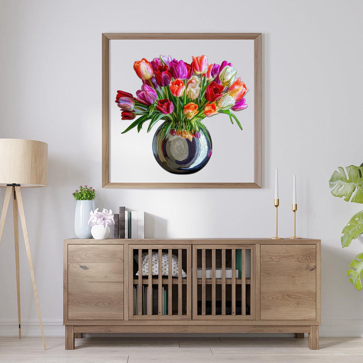 Ruikiyart Wooden Jigsaw Puzzle for Adults Colorful Tulip Vase 200Pcs Unique Shapes Jigsaw Puzzles Great Gift for Adults and Couples on Valentine's Day,Women's Day,Thanksgiving 11.1x12.4 Inches Ruikiyart