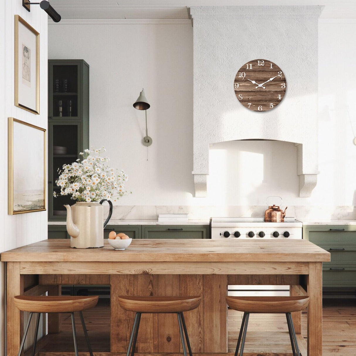 XFM Brown Wooden Wall Clock 10 Inch Silent Wall Clocks Battery Operated Decorative Farmhouse Small Rustic Wall Clock for Kitchen Living Room Office XFM