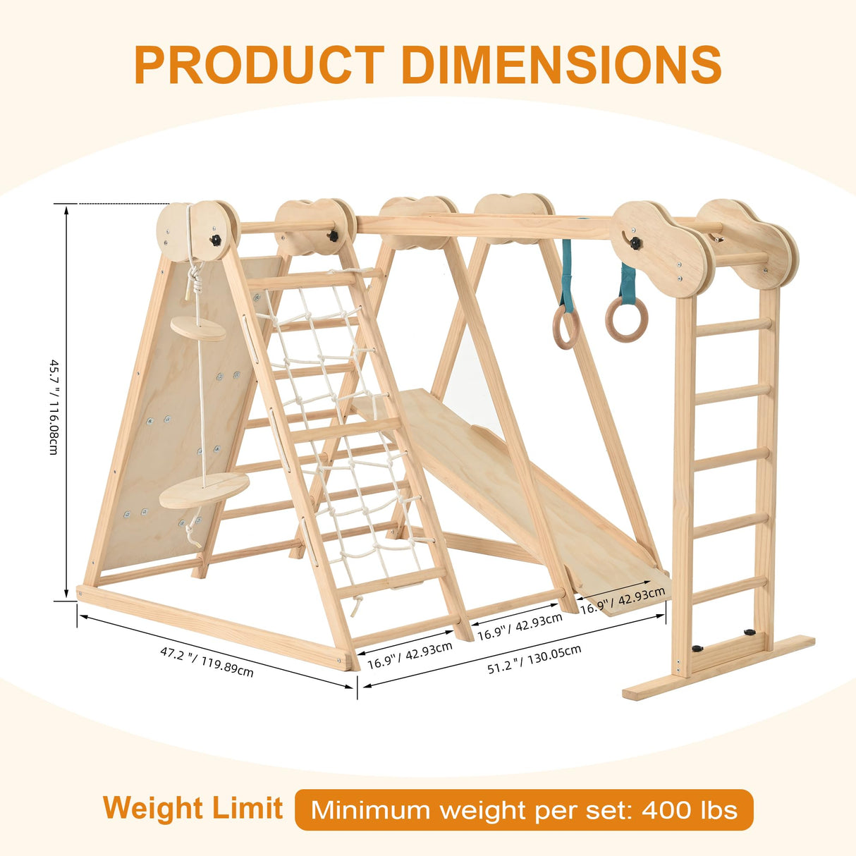 OLLIKIVI Indoor Playground Jungle Gym, Toddler Climbing Toys for Kids 1-6 Years, Indoor Toddler Gym Play Set with Slid, Climbing Wall, Ladder, Net, Bars, Swing, Ring OLLIKIVI
