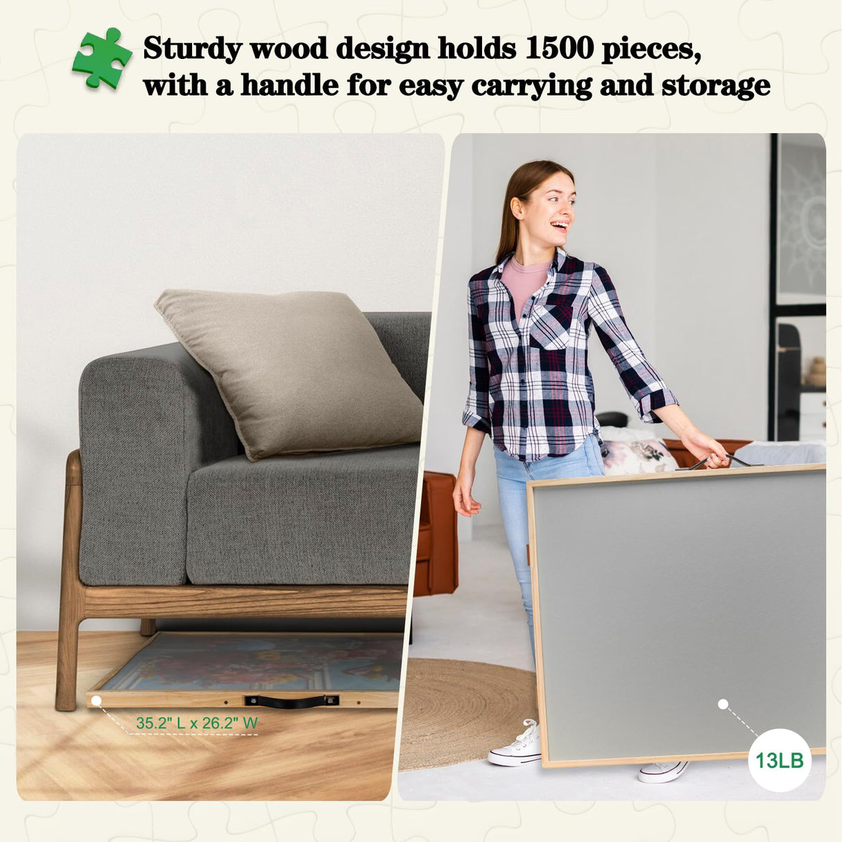 ALL4JIG 2-in-1 Tilting & Rotating Puzzle Board for 1500 Pieces, 34.2" x 25.2"Adjustable Angle Puzzle Board with 4 Drawers & Clear Protective Cover, Birthday Gift for mom ALL4JIG