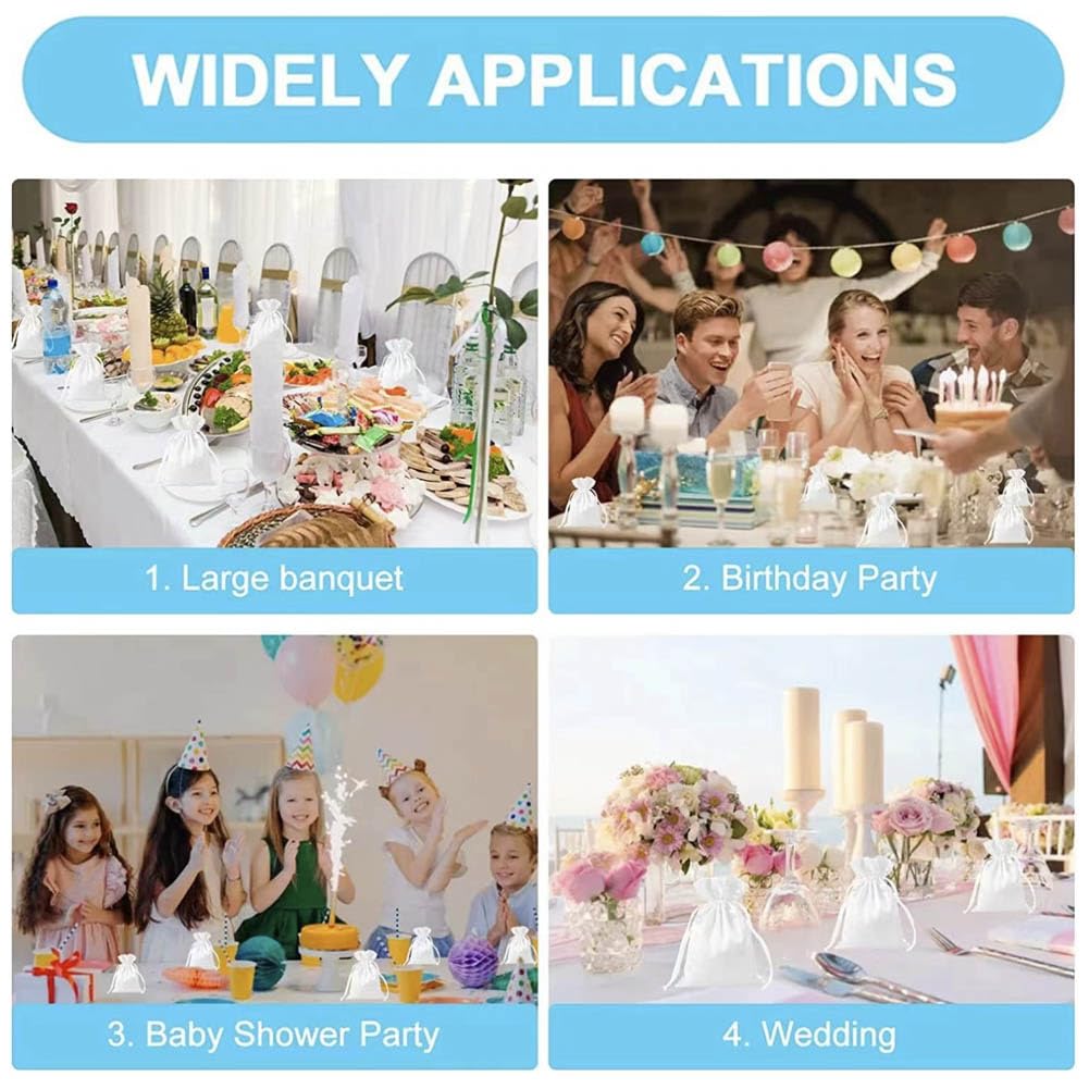 ZUYYON 24 Pcs Sublimation Blank Small Drawstring Bags 4x6 Inch Satin White Gift Bags Reusable Heat Press Goodies Pouch Sachet for Wedding Party Favors ZUYYON