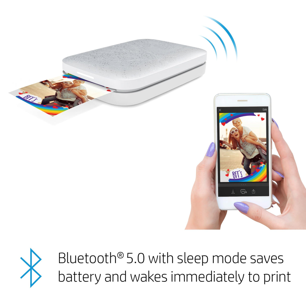 HP Sprocket 2x3" Instant Smartphone Photo Printer - Portable Color Wireless Mobile Printer - Zink Sticky-Back Photos - Print from Compatible iOS & Android Devices with Bluetooth w/Fun App - Luna Pearl HP