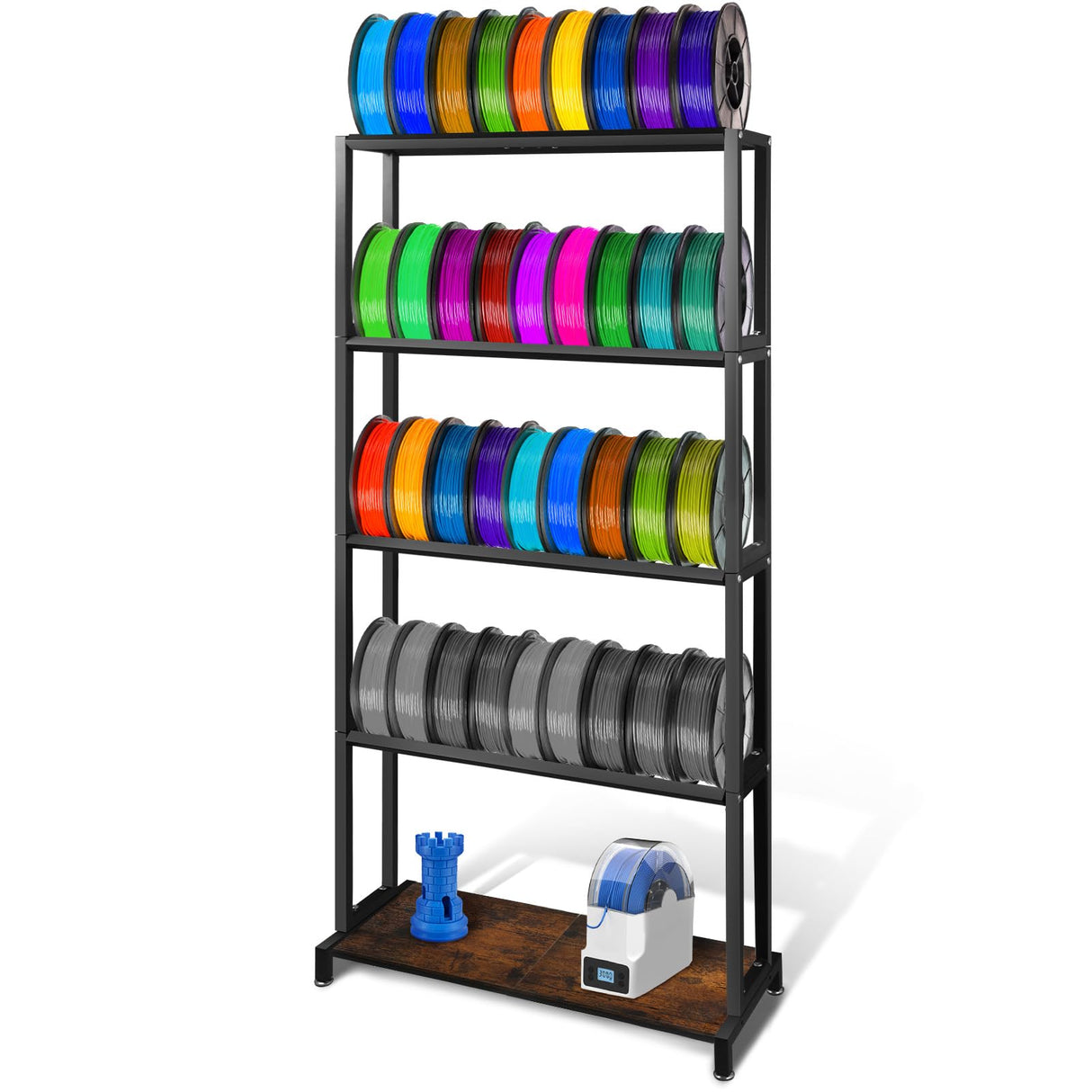 Ormeli 3D Printer Filament Storage Rack, 5-Tier 3D Printing Filament Metal Rack for Filament Spools PLA/ABS/TPU/Nylon, Large Capacity Heavy Duty Filament Spool Holder for 3D Printing Studio, Workshop Ormeli