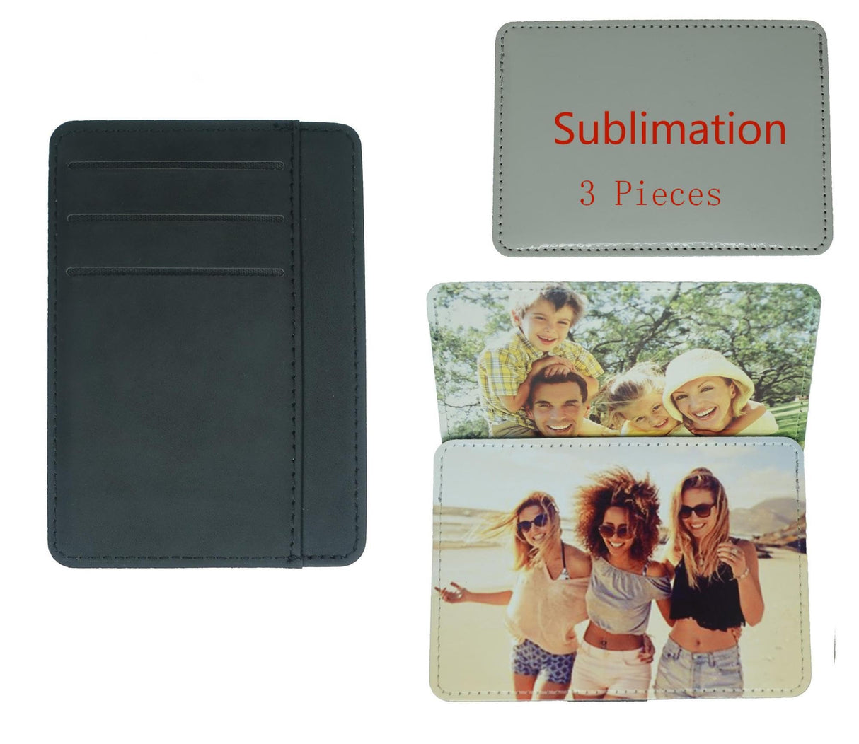 Sublimate Wallet Ultra-thin Card bag Women's wallets Blank Leather Front Pocket Wallet DIY Crafts (Black) WoodArtSupply