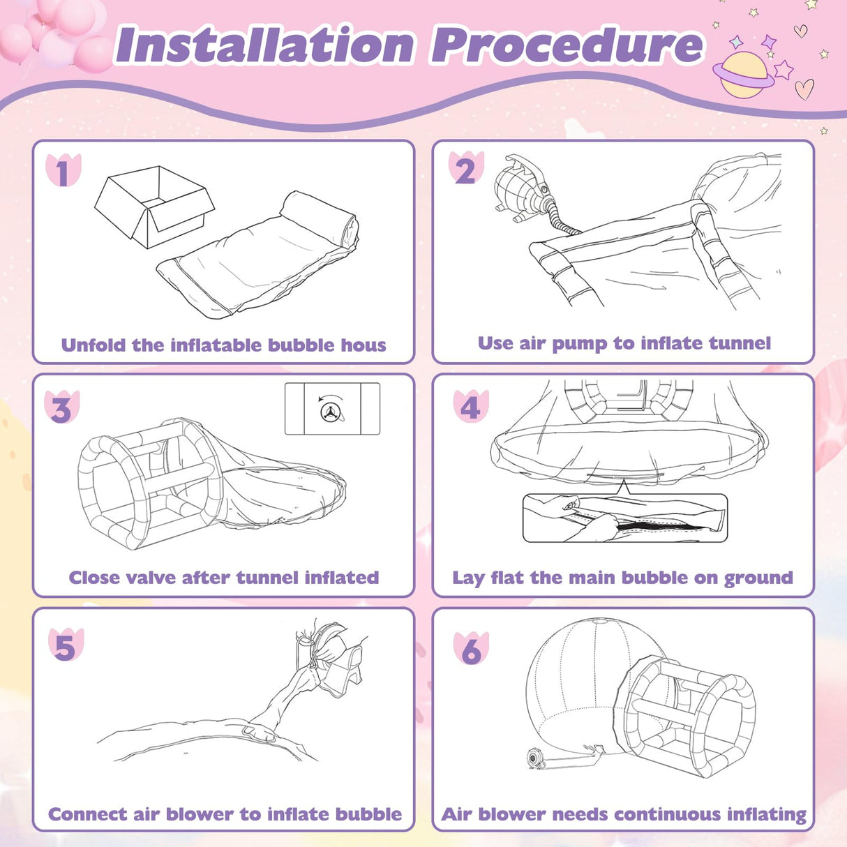 13FT Inflatable Bubble House Dome for Kids, Clear PVC Inflatable Bubble House Tent with Tunnel, Bubble Balloon House with 750W Air Blower, 600W Air Pump Inflatable Dome for Party (Clear, 13FT) Gaonala