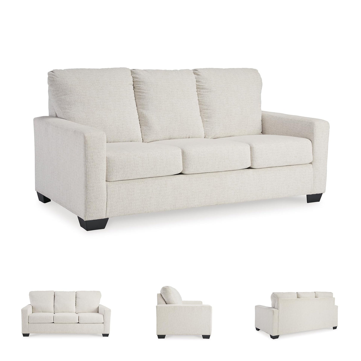 Signature Design by Ashley Rannis Coastal 2-in-1 Sofa Sleeper with Folding Gel Memory Foam Mattress, Full, White Signature Design by Ashley