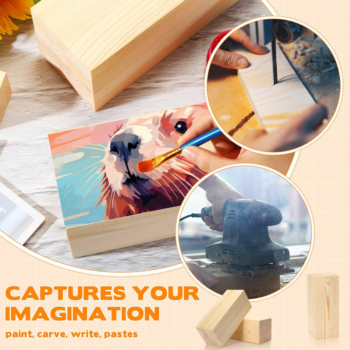 Landical 2 Pack Pine Wood Carving Blocks 10x4x4 Inch Unfinished Whittling Wooden Blocks for Beginners Home Christmas DIY Arts Supplies Landical