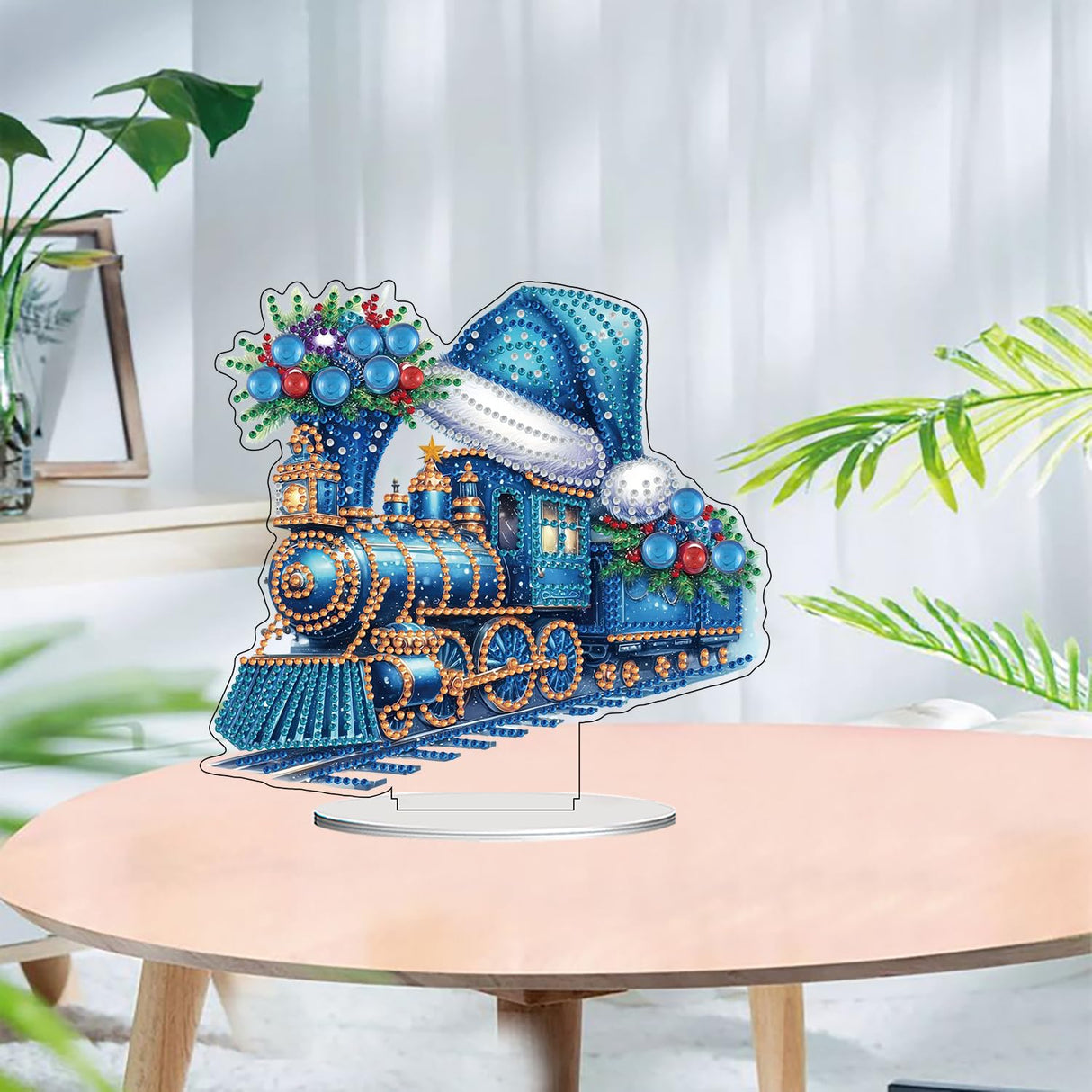 ZeeLionArt Tabletop Diamond Art Painting Kit for Adult,Christmas Train DIY Special Shaped Rhinestone Desk Placement Ornament,Home Stand Up Gem Painting Craft Kit,Gift,Double Sided. ZeeLionArt