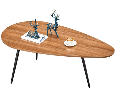 SAYGOER Mid Century Modern Coffee Table Small Coffee Table Rustic Farmhouse Coffee Table Oval Coffee Table Retro Accent Sofa Center Table for Living Room Easy Assembly, Walnut Oak