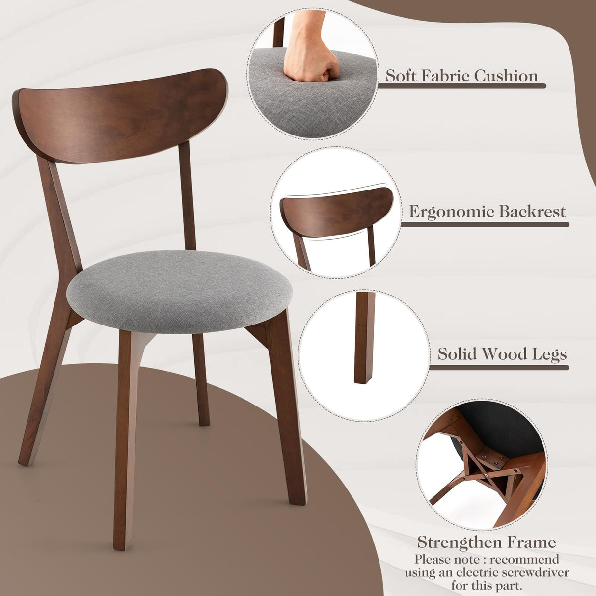 ERGOMASTER Dining Table Set for 2, Small Kitchen Table Chairs Set of 2, Mid-Century Wooden Round Dining Table and Two Dining Chairs for Dining Room, Kitchen, Café, Restaurant, Living Room… ERGOMASTER