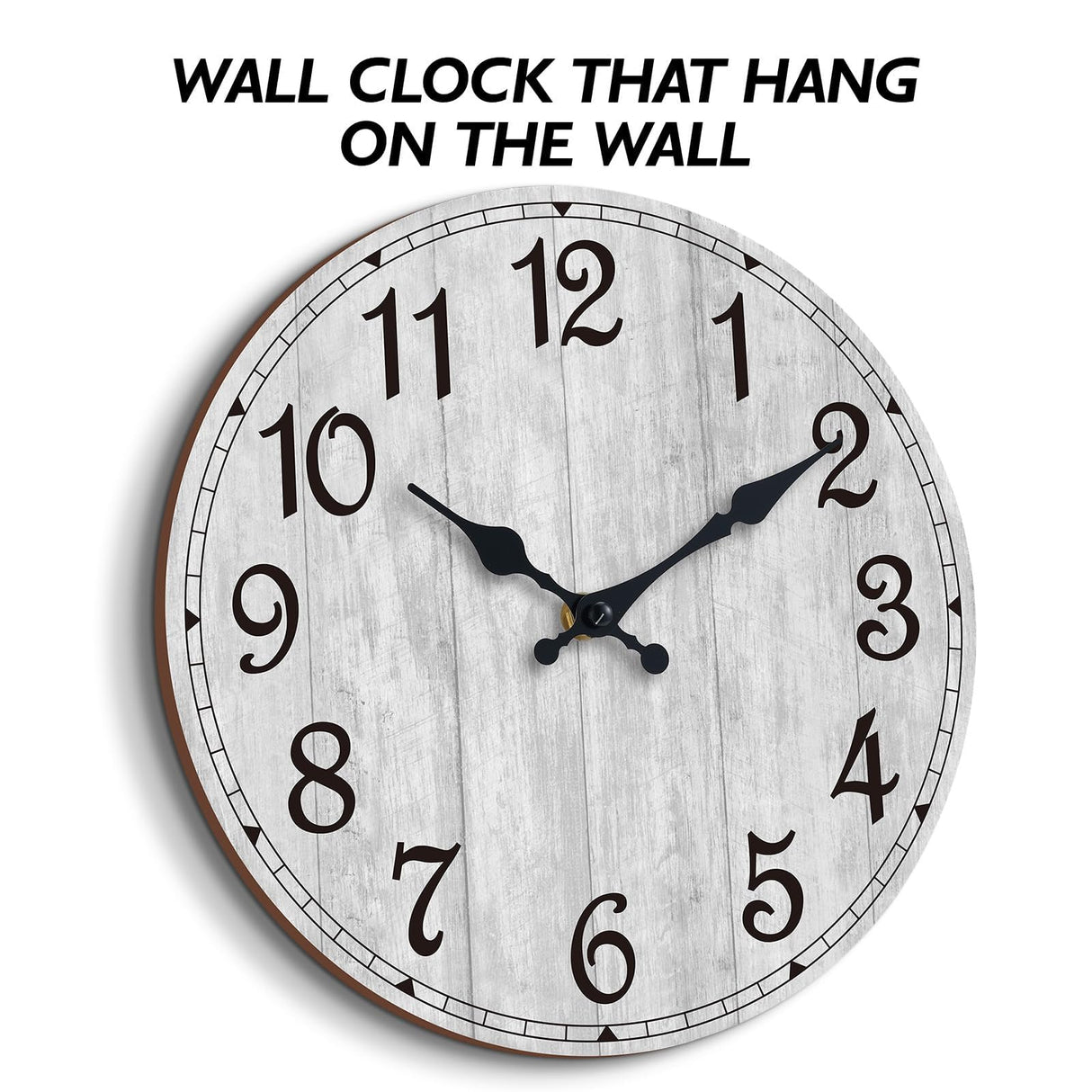 HYLANDA Wall Clock, Rustic Wall Clocks Battery Operated Silent Non Ticking, Country Round Wooden Clocks Farmhous Wall Decorative for Kitchen, Bathroom, Living Room (Gray 8 Inch) HYLANDA