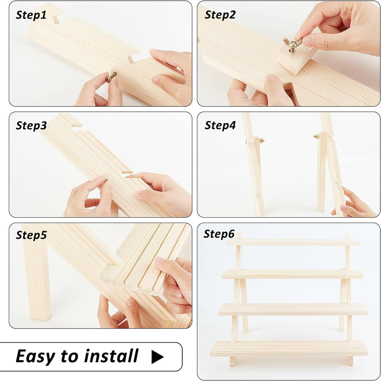 Gonice 4 Tier Wooden Display Riser, Tiered Wood Earring Display Stand, Cupcake Stand, Countertop Merchandise Display Stand for Selling Gonice