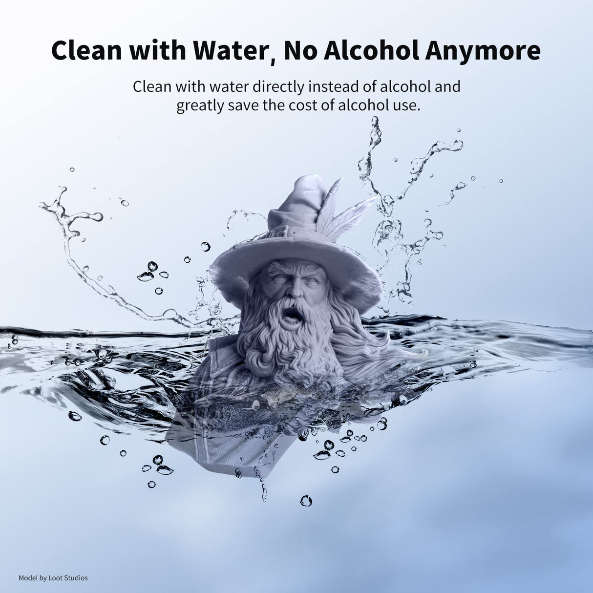 ANYCUBIC Upgraded Water Washable 3D Printer Resin, 405nm High Precision 3D Resin, Low Shrinkage Photopolymer Resin for 4K/8K/12K Capable LCD DLP Resin 3D Printer Printing (Grey, 1000g) ANYCUBIC